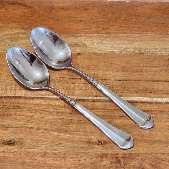 2 Mikasa French Countryside Oval Soup Spoons 7.75" stainless formal to casual - Picture 2 of 12